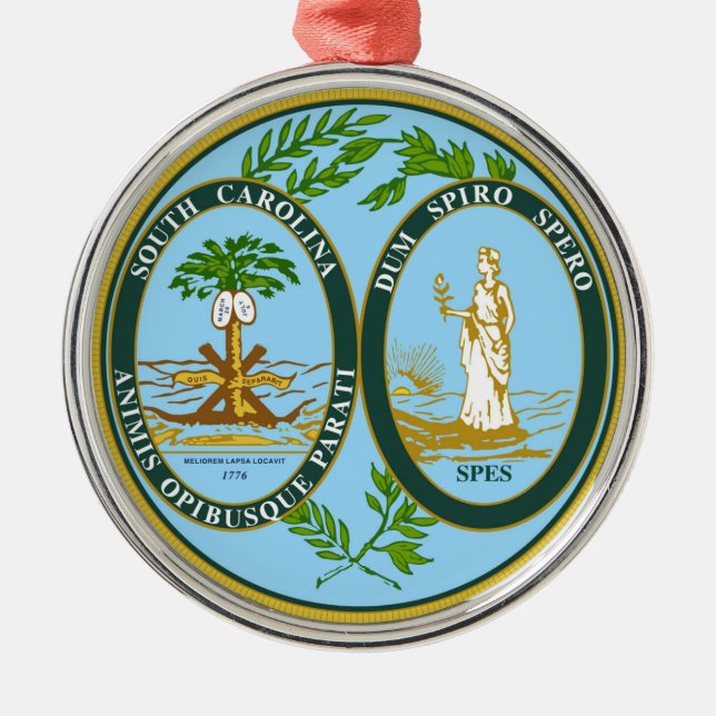 South Carolina state seal america republic symbol Metal Ornament (Front)
