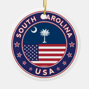 South Carolina sticker, phone case, tote bag Ceramic Ornament