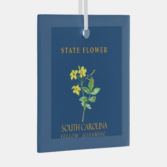 South Carolina Territory Flower Yellow Gelsemium Glass Ornament (Front Right)