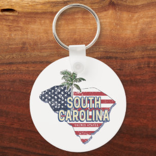 South Carolina United States Retro Map Vintage USA Keychain