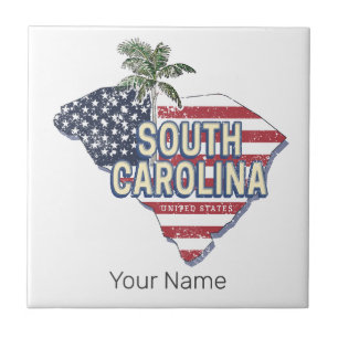 South Carolina United States Retro Map Vintage USA Tile
