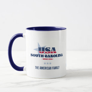South Carolina USA 1788 Blue Star Personalized Mug