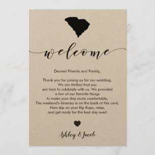 South Carolina Wedding Welcome Letter & Itinerary Program