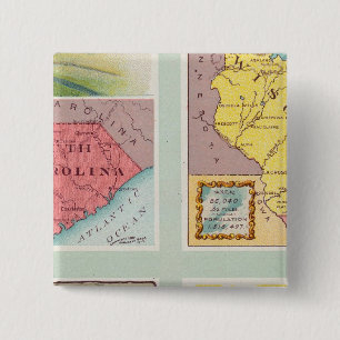 South Carolina, Wisconsin, Maine, Michigan 2 Inch Square Button