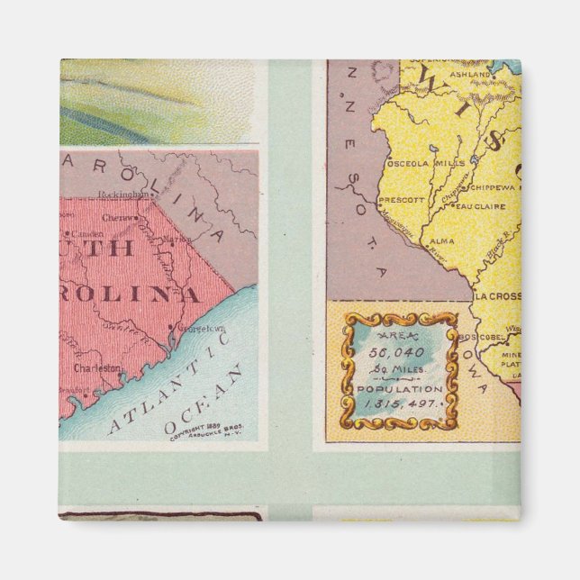 South Carolina, Wisconsin, Maine, Michigan Magnet (Front)