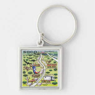 South Congress Ave ATX Cartoon Map Keychain