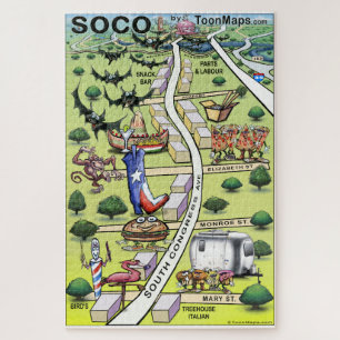 South Congress Downtown Austin Texas Fun Map Jigsaw Puzzle