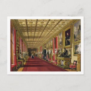 South Corridor, Windsor Castle, 1838 (chromolitho) Postcard