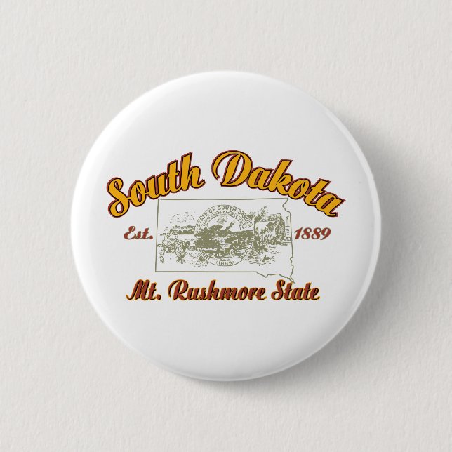 South Dakota 2 Inch Round Button (Front)