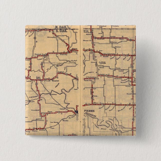 South Dakota 2 Inch Square Button (Front)