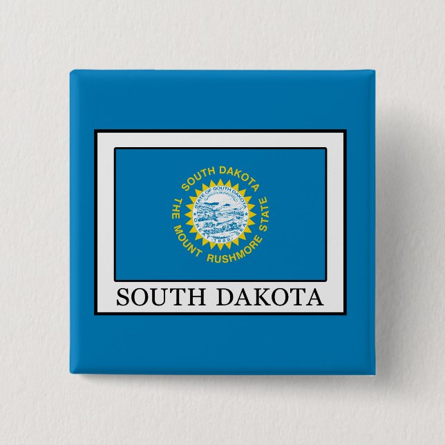South Dakota 2 Inch Square Button (Front)