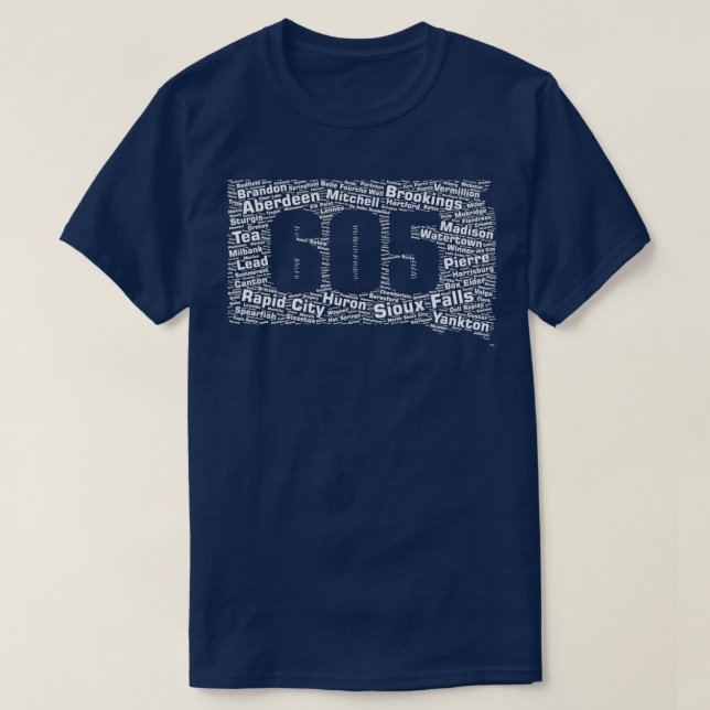 South Dakota 605 Area Code  T-Shirt (Design Front)