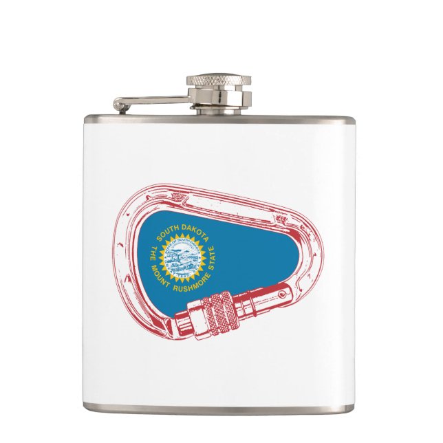 South Dakota Flag Climbing Carabiner Hip Flask (Front)