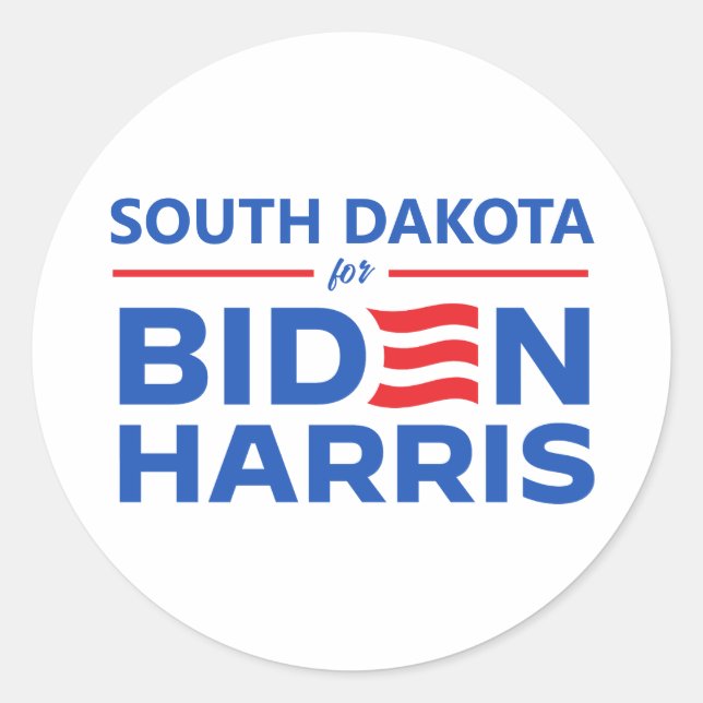 South Dakota for Biden Harris Classic Round Sticker (Front)
