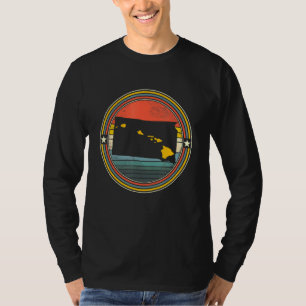South Dakota Hawaii Roots Origine State Map Retro T-Shirt