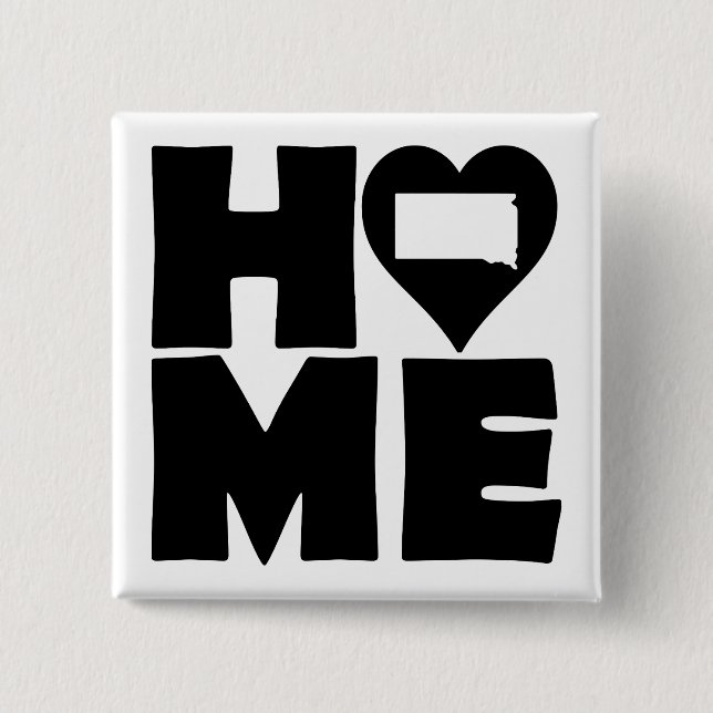 South Dakota Home Heart State Button Badge Pin (Front)