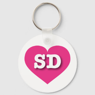 South Dakota Hot Pink Heart - I love SD Keychain
