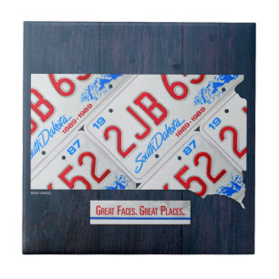 South Dakota License Plate Map Ceramic Tile