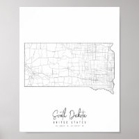 South Dakota Minimal Street Map