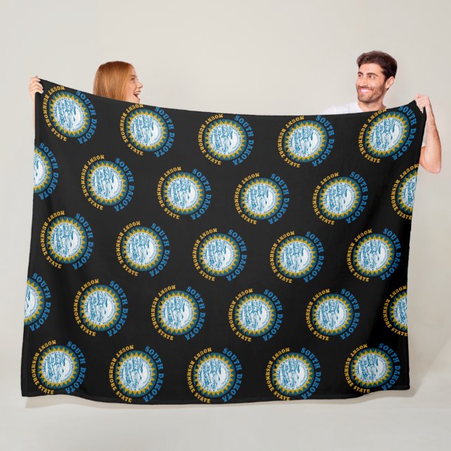 SOUTH DAKOTA MOUNT RUSHMORE STATE FLAG FLEECE BLANKET (In Situ)