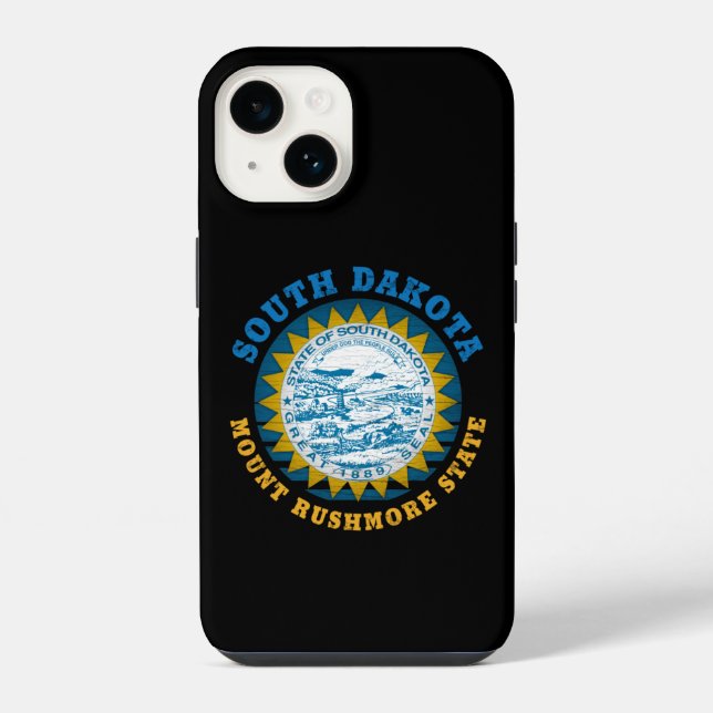 SOUTH DAKOTA MOUNT RUSHMORE STATE FLAG iPhone CASE (Back)