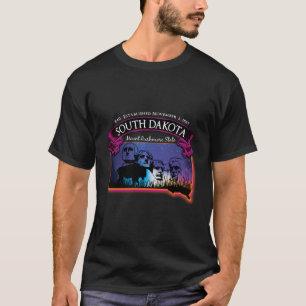 South Dakota Mount Rushmore State Map Buffalo Star T-Shirt