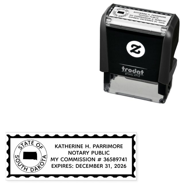 South Dakota Notary Self Inking Rubber Stamp (In Situ)