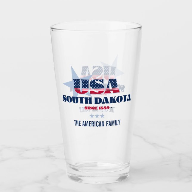 South Dakota Patriotic Pride Personalized Glass (Front)