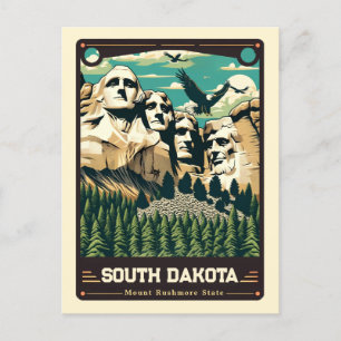 South Dakota   Patriotic Spirit Vintage Postcard
