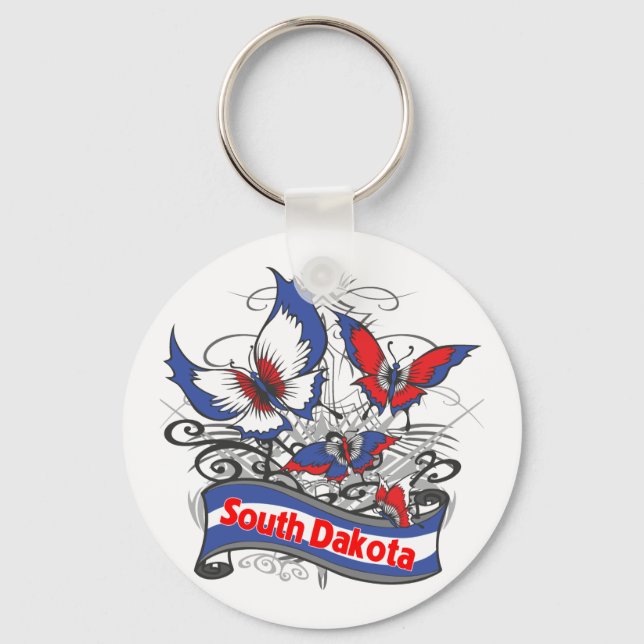 South Dakota Patriotism Butterfly Keychain (Front)