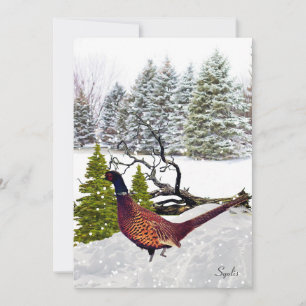 South Dakota Pheasant Christmas Flat Card