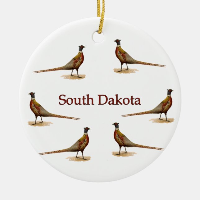 South Dakota Pheasants Ceramic Ornament (Front)