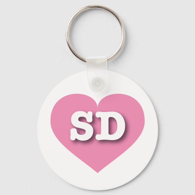 South Dakota Pink Heart - I love SD Keychain (Front)