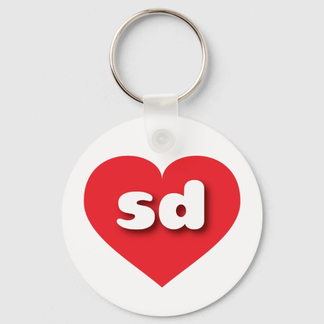 South Dakota red heart - I love sd Keychain (Front)