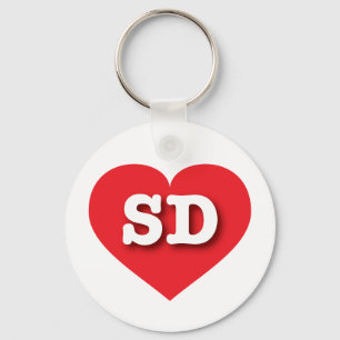 South Dakota Red Heart - I love SD Keychain