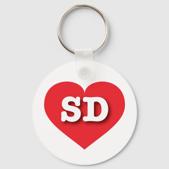 South Dakota Red Heart - I love SD Keychain (Front)