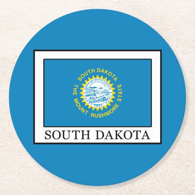 South Dakota Round Paper Coaster (Front)