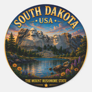 South Dakota Scenic Monument Journey 🟡 Classic Round Sticker