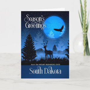 South Dakota Season's Greetings Woodland Deer Holiday Card