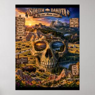 South Dakota Skull Art Print State of Mind