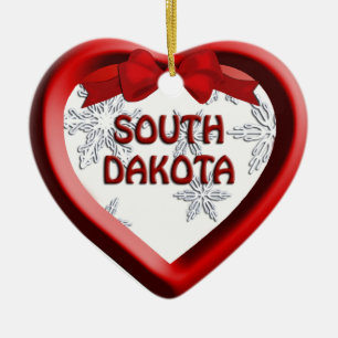 South Dakota Snowflake Heart Christmas Ornament