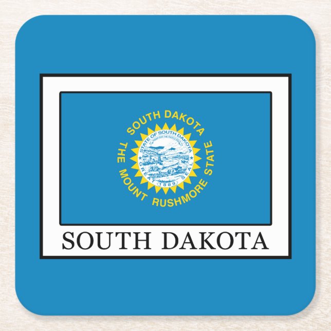 South Dakota Square Paper Coaster (Front)