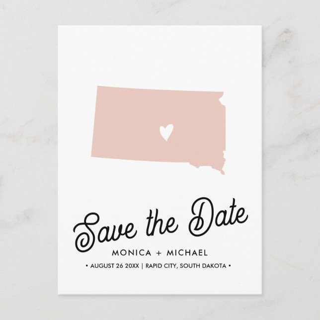 SOUTH DAKOTA State Destination Wedding ANY COLOR Announcement Postcard (Front)