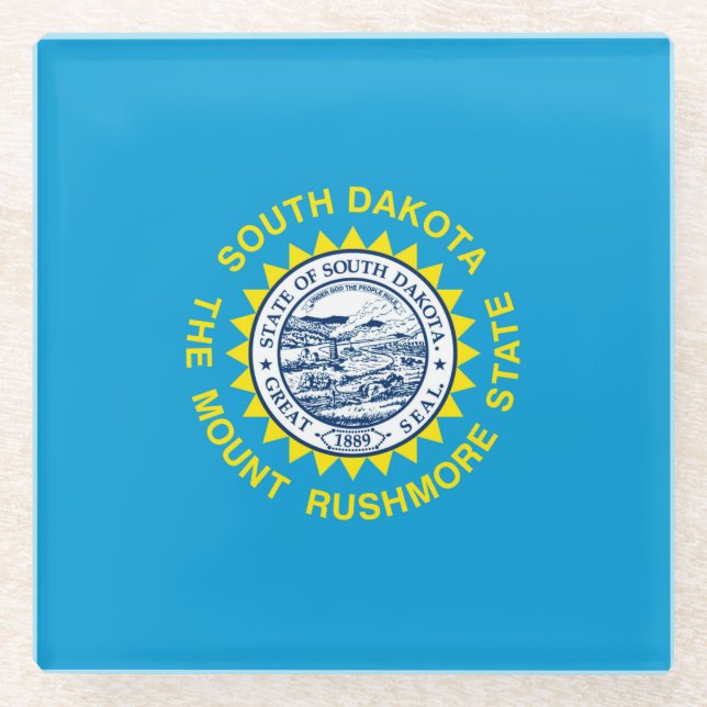 South Dakota State Flag Design Decor Glass Coaster (Front)