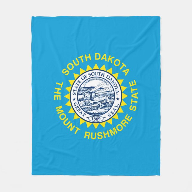 South Dakota State Flag Design Fleece Blanket (Front)