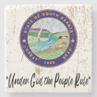 South Dakota State Seal and Motto - Stone Coaster
