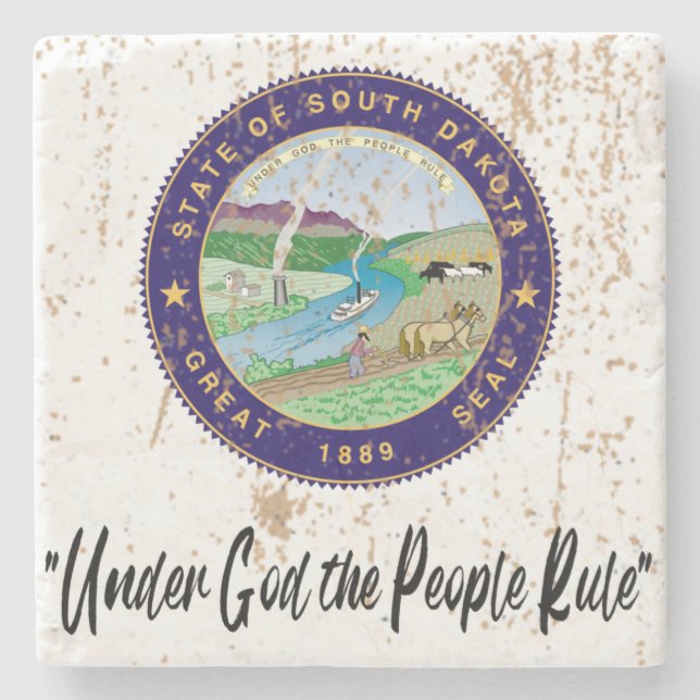 South Dakota State Seal and Motto - Stone Coaster (Front)