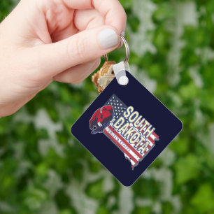 South Dakota United States Retro State Map Vintage Keychain