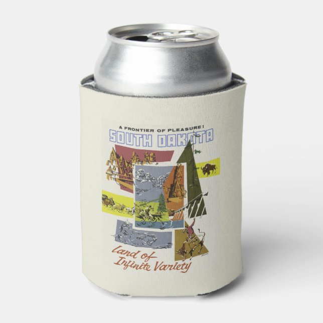South Dakota USA Vintage Travel can cooler (Can Front)