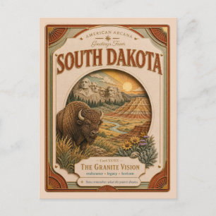 South Dakota Vintage Paper Cut American Arcana Postcard